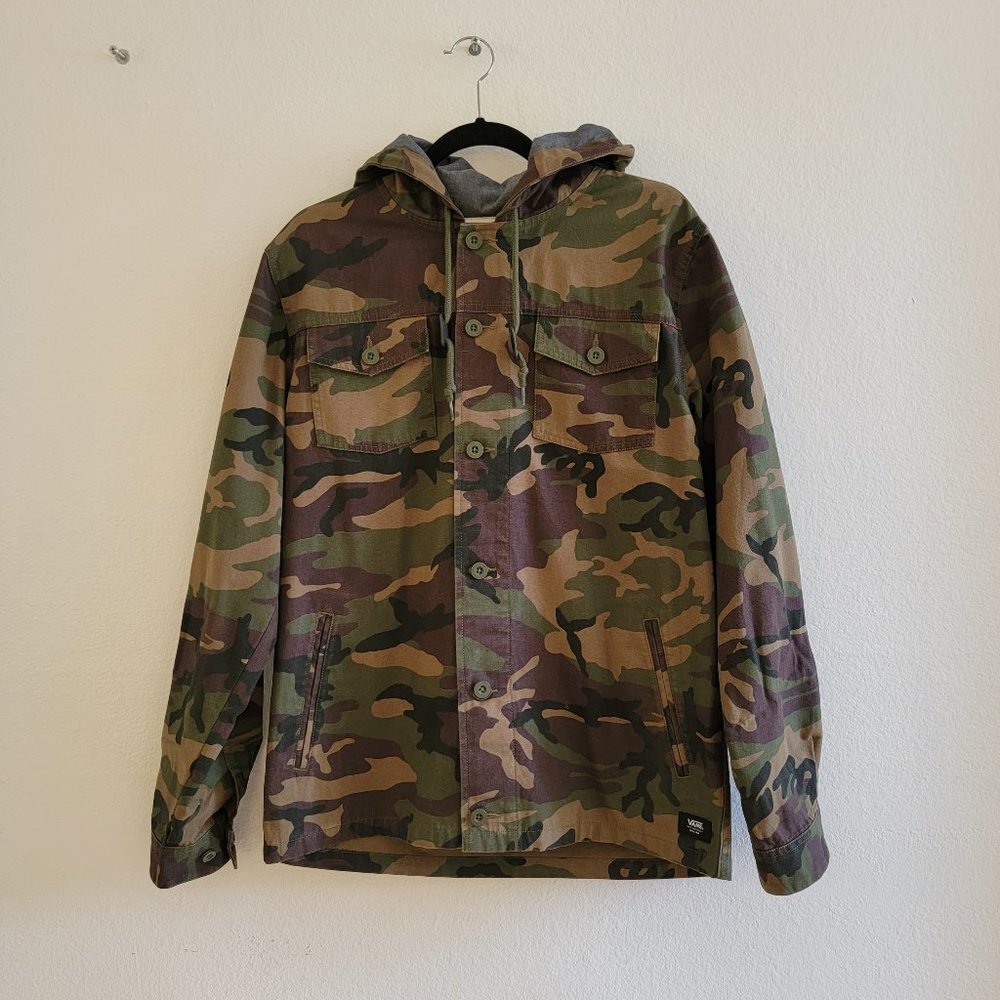 Vans Camo Print Jacket with Hoodie - Size M Medium